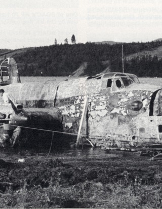 a photograph of a crashed plane used as a background image